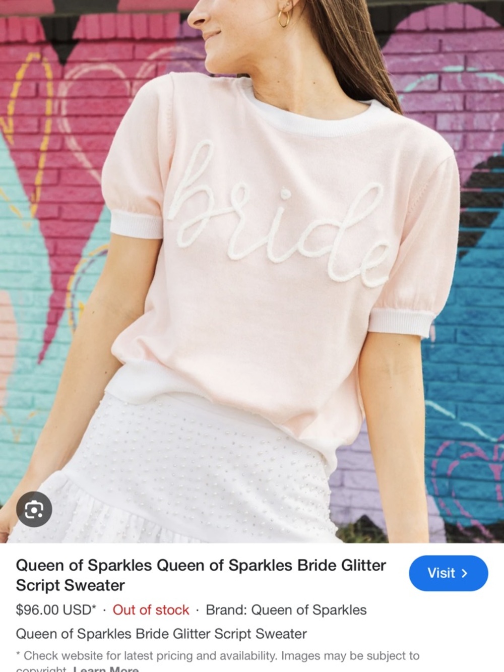 QUEEN OF SPARKLES Light Pink "Bride" Script Knit Top